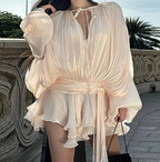 Vestido Feminino Acetinado Plissado -  Izuke