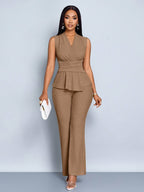 Conjunto Feminino Elegante Calça e Blusa Regata