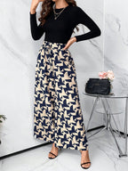 Calça Feminina Pantalona Estampa Geométrica