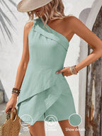 Macaquinho Feminino Um Ombro Só Assimétrico 100% Algodão