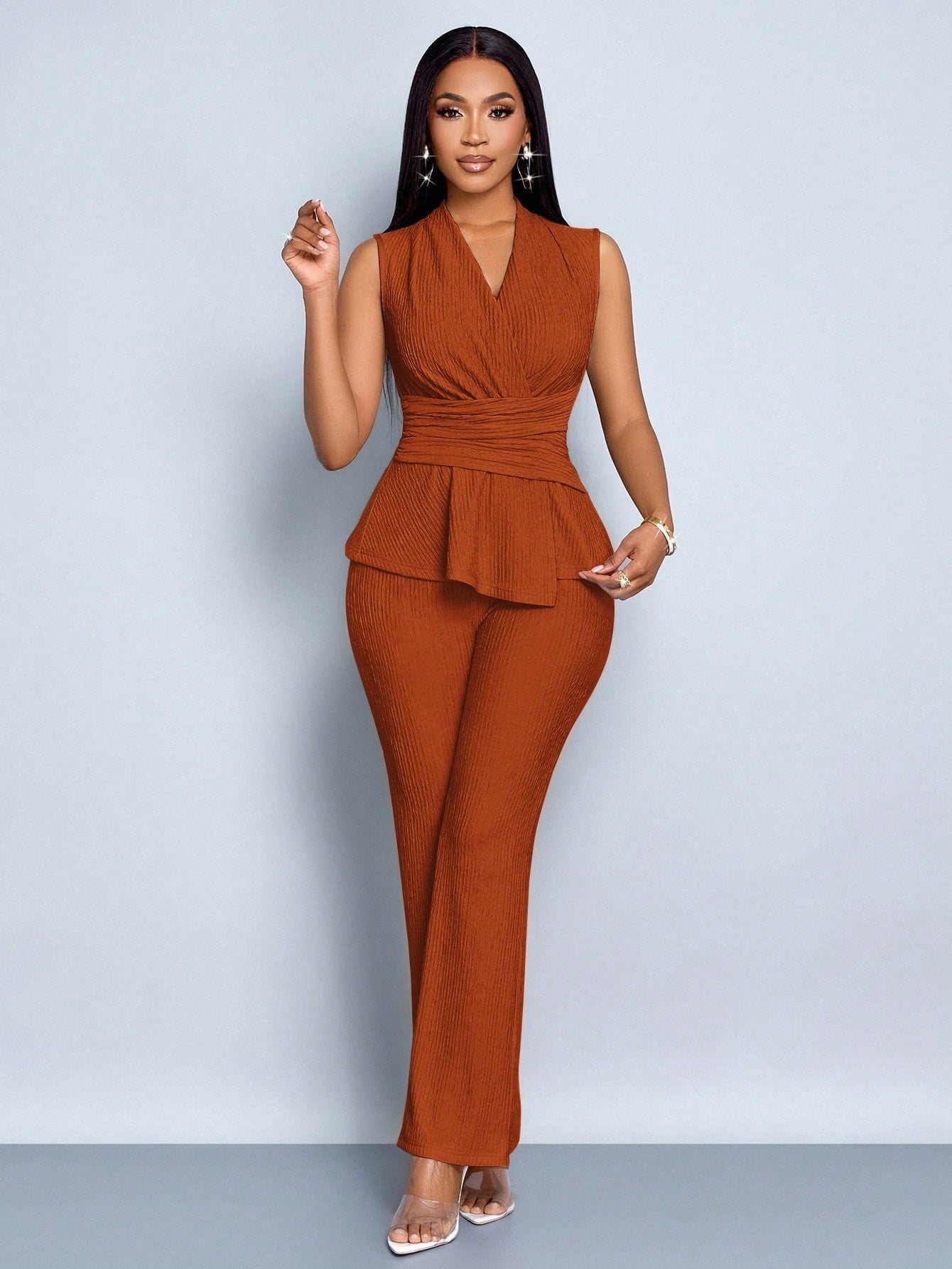 Conjunto Feminino Elegante Calça e Blusa Regata