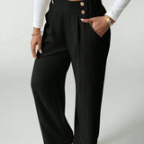 Calça Reta Feminina Alfaiataria com Elástico