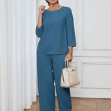 Conjunto Feminino Senhora Blusa e Calça Confortável