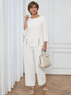 Conjunto Feminino Senhora Blusa e Calça Confortável