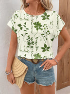 Blusa Feminina Floral Manga Curta