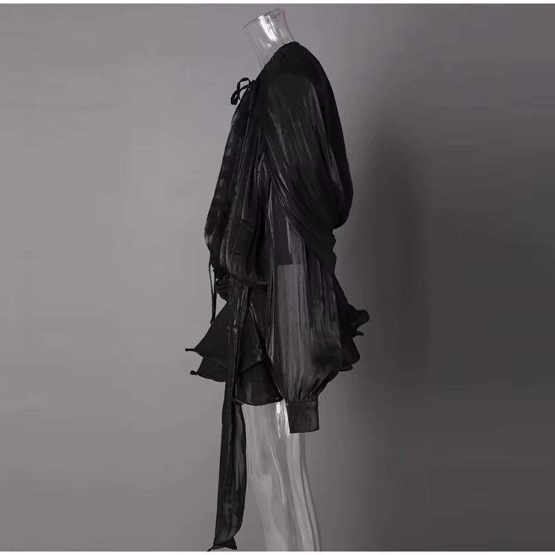 Vestido Feminino Acetinado Plissado -  Izuke