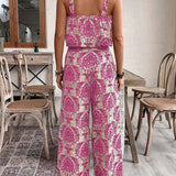 Conjunto Feminino Regata e Calça Soltinho Estampado Retrô