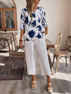 Conjunto Feminino Blusa Meia Manga e Capri