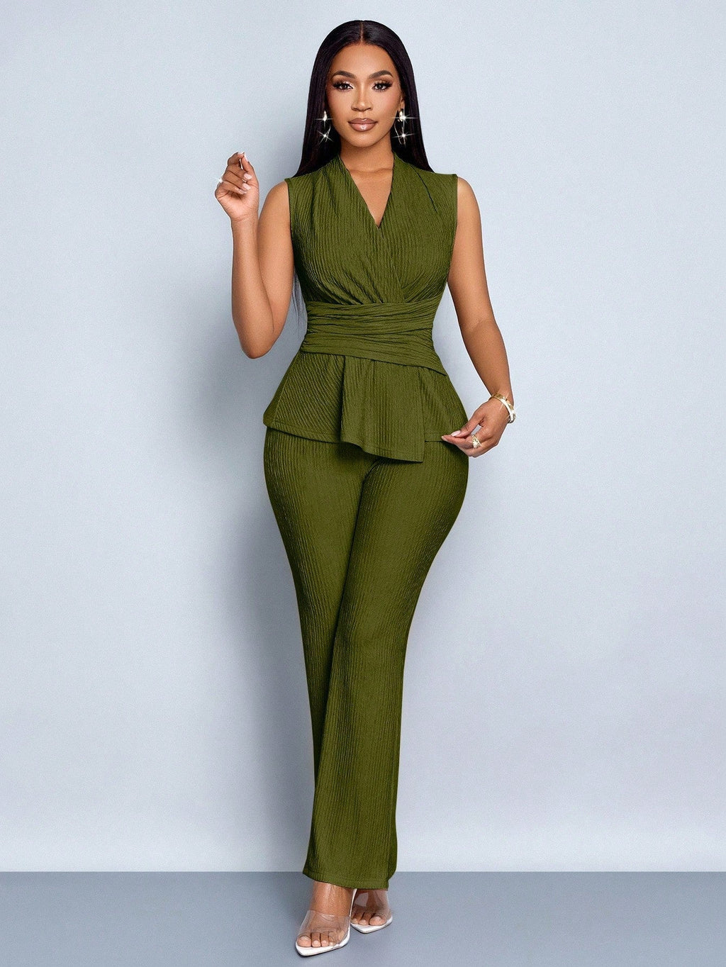 Conjunto Feminino Elegante Calça e Blusa Regata