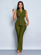 Conjunto Feminino Elegante Calça e Blusa Regata