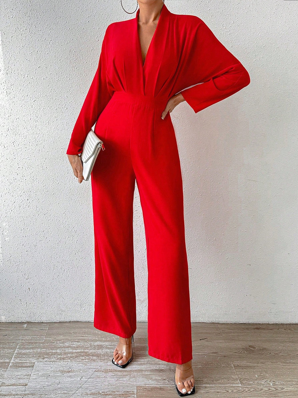 Macacão Feminino Manga Comprida Decote V