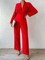 Macacão Feminino Manga Comprida Decote V