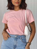 Blusa Manga Curta Básica Feminina 100% Algodão