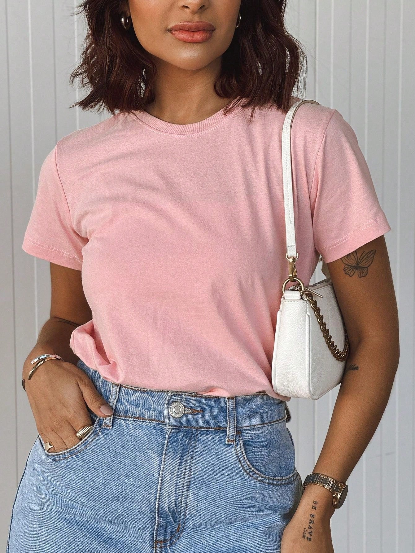 Blusa Manga Curta Básica Feminina 100% Algodão