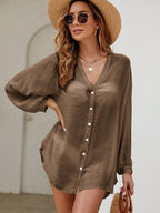 Saída de Praia Camisa com Botões Transparente