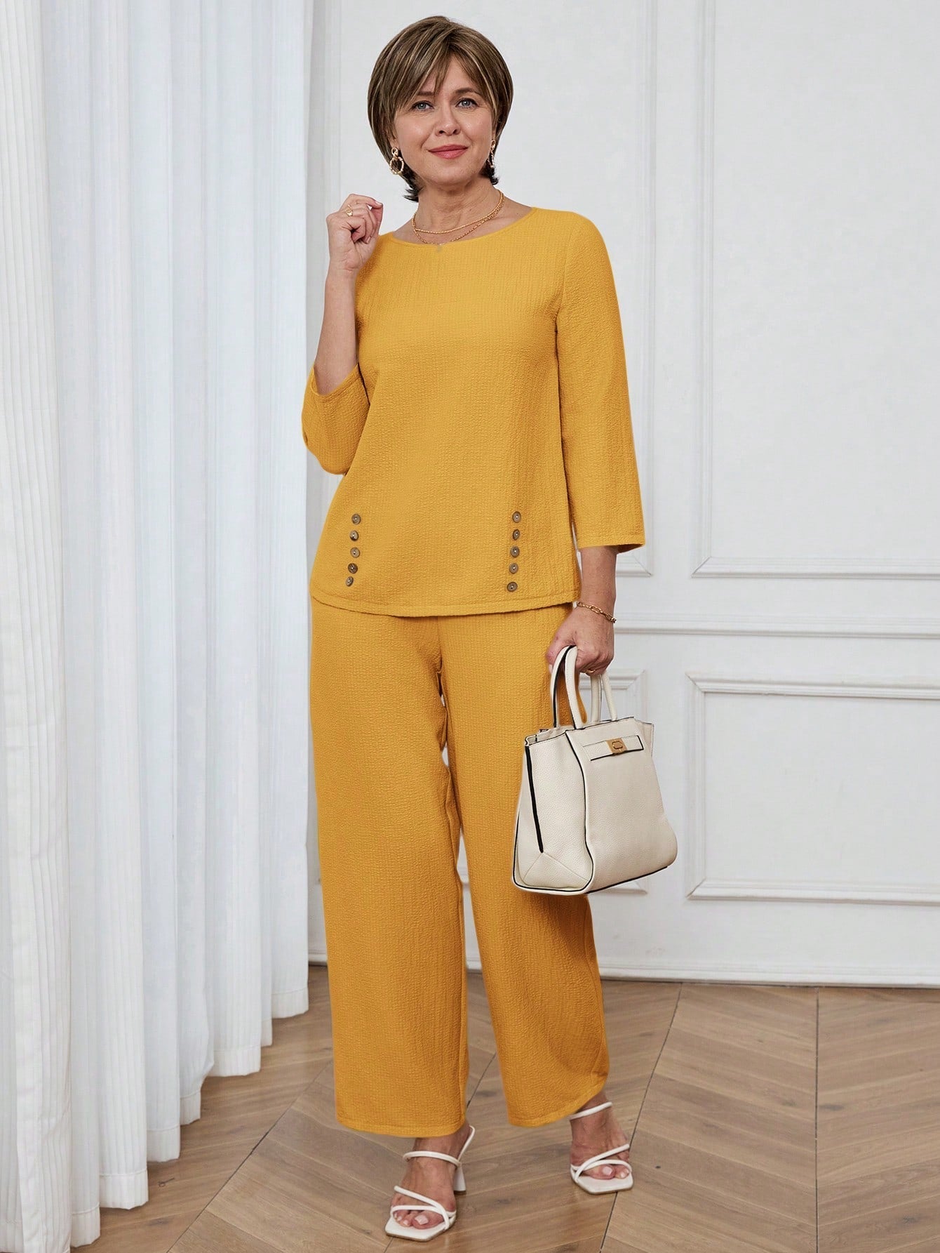 Conjunto Feminino Senhora Blusa e Calça Confortável