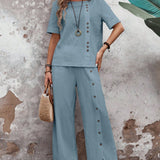 Conjunto Feminino Soltinho de Algodão Calça e Blusa