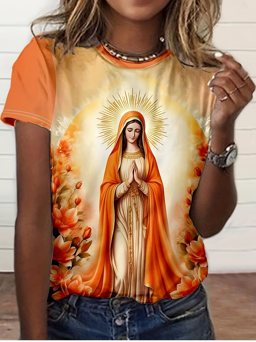 Camiseta Nossa Senhora – Devoção, Beleza e Proteção no Seu Dia a Dia