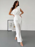 Macacão Feminino Elegante Plissado Um Ombro Só