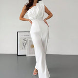 Macacão Feminino Elegante Plissado Um Ombro Só