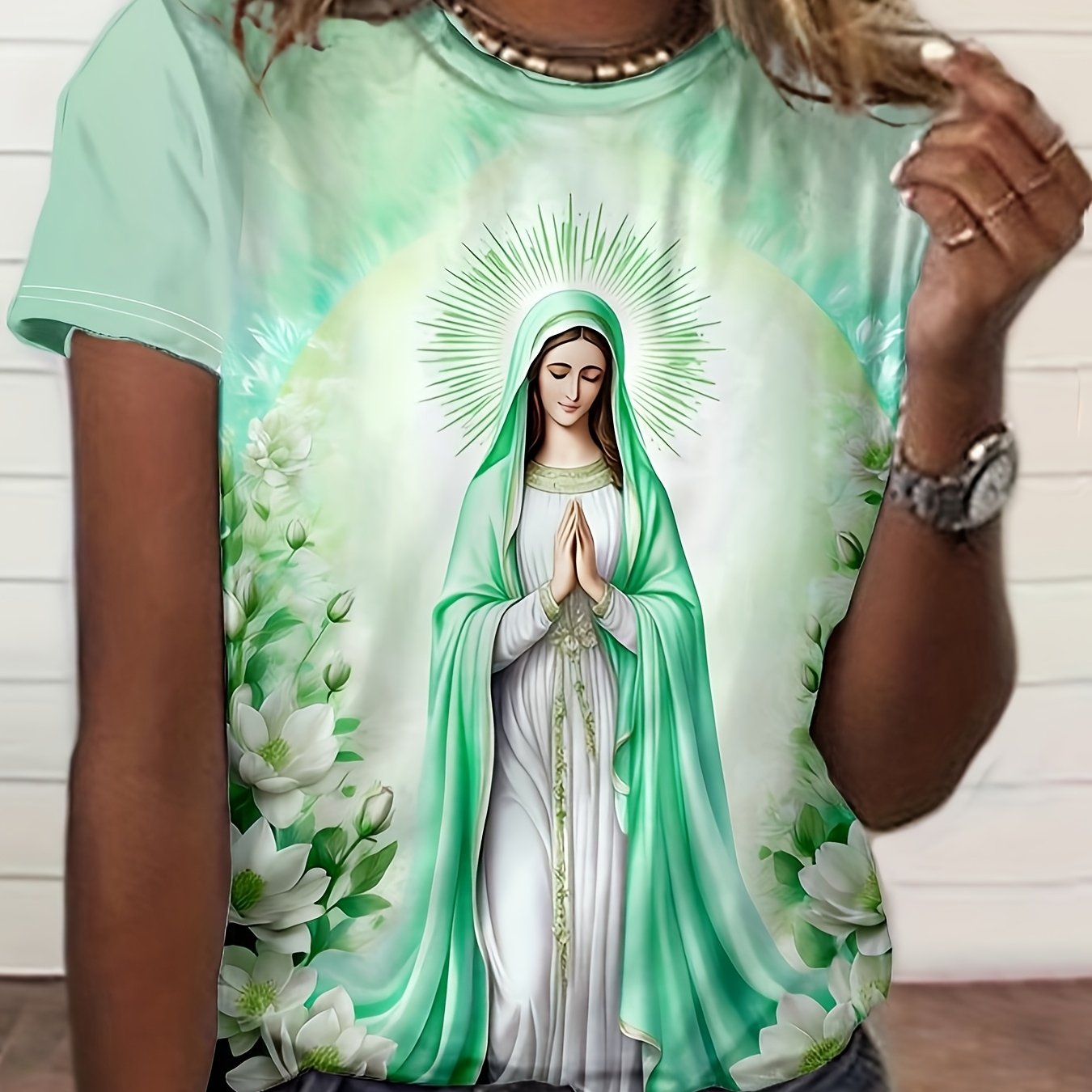 Camiseta Nossa Senhora – Devoção, Beleza e Proteção no Seu Dia a Dia