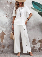 Conjunto Feminino Soltinho de Algodão Calça e Blusa