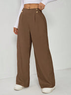 Calça Reta Feminina Alfaiataria com Elástico