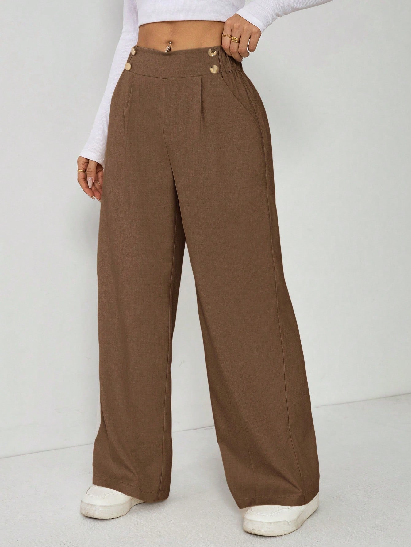 Calça Reta Feminina Alfaiataria com Elástico