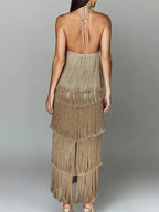 Vestido Feminino Elegante Franjas - Maya