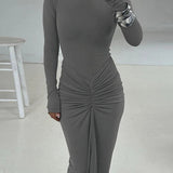 Vestido Longo Elegante Gola - Jaqueline