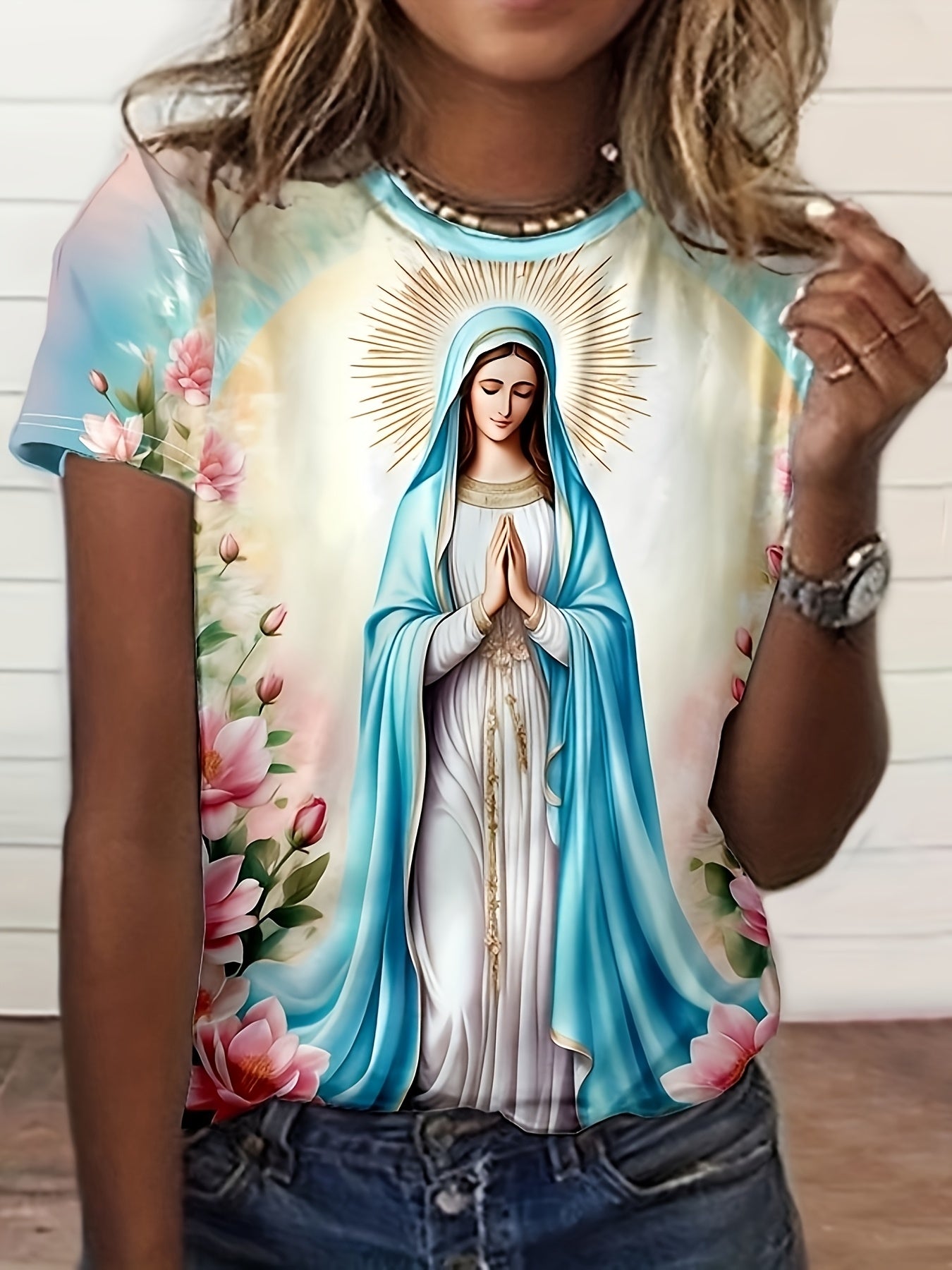 Camiseta Nossa Senhora – Devoção, Beleza e Proteção no Seu Dia a Dia