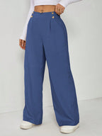 Calça Reta Feminina Alfaiataria com Elástico