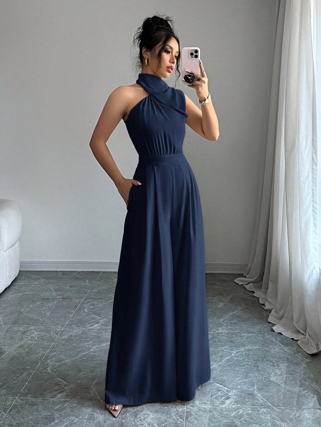 Macacão Feminino Pantalona Elegante Assimétrico