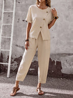 Conjuntos Feminino Blusa e Calça de Viscose