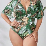 Maiô Plus Size com Mangas e Tule