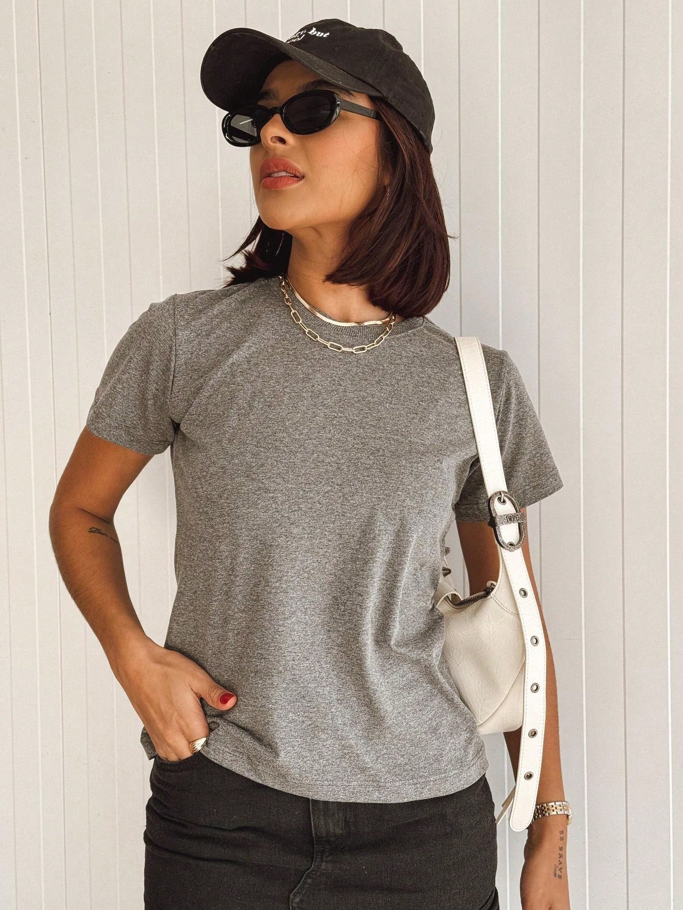 Blusa Manga Curta Básica Feminina 100% Algodão