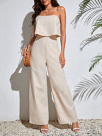 Macacão Feminino de Linho Tomara que Caia Pantalona