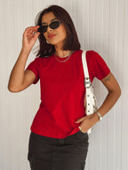 Blusa Manga Curta Básica Feminina 100% Algodão