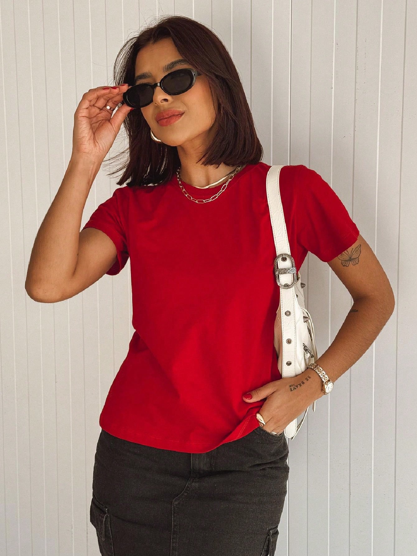 Blusa Manga Curta Básica Feminina 100% Algodão