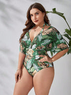 Maiô Plus Size com Mangas e Tule