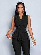 Conjunto Feminino Elegante Calça e Blusa Regata