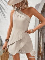 Macaquinho Feminino Um Ombro Só Assimétrico 100% Algodão