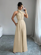 Macacão Feminino Pantalona Elegante Assimétrico