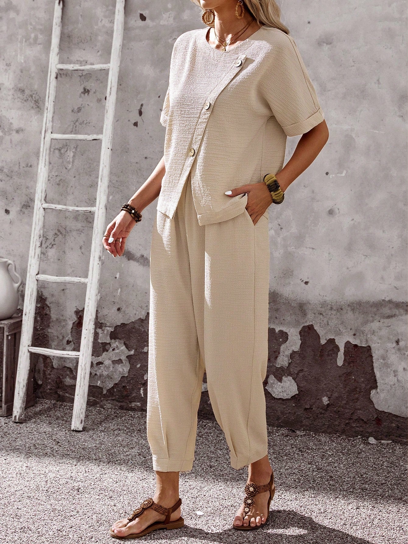 Conjuntos Feminino Blusa e Calça de Viscose