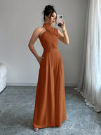 Macacão Feminino Pantalona Elegante Assimétrico