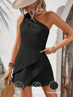 Macaquinho Feminino Um Ombro Só Assimétrico 100% Algodão